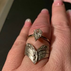 14k white gold wedding set - estate